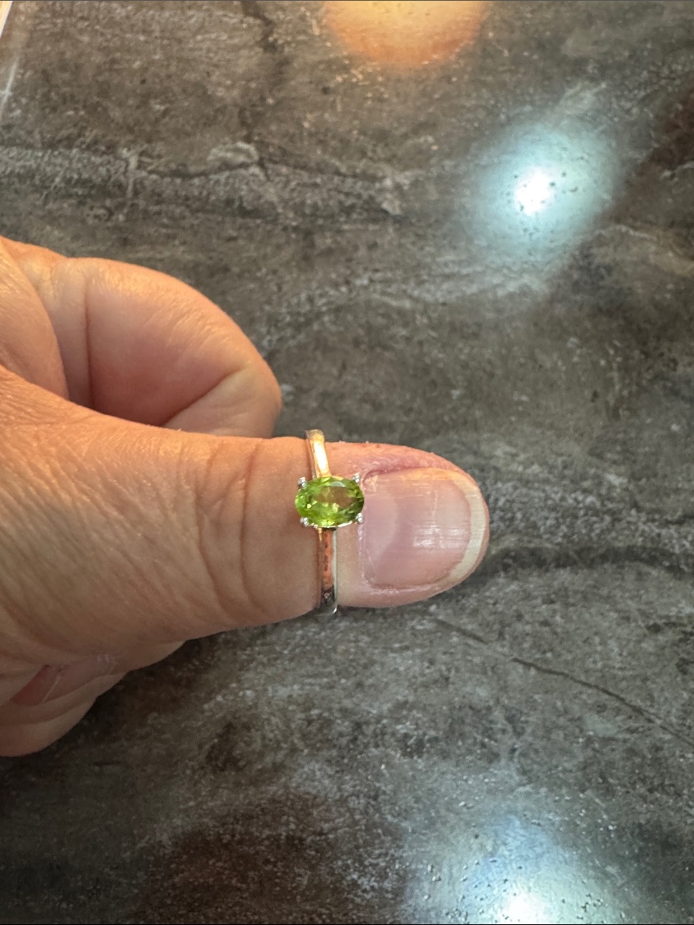 Sterling Silver Ring with Green Peridot Center